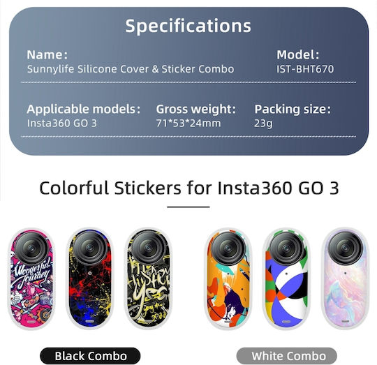 Insta360 Go 3 Sunnylife Cooling Silicone Case Skin Wrap Lens Cover Layer White