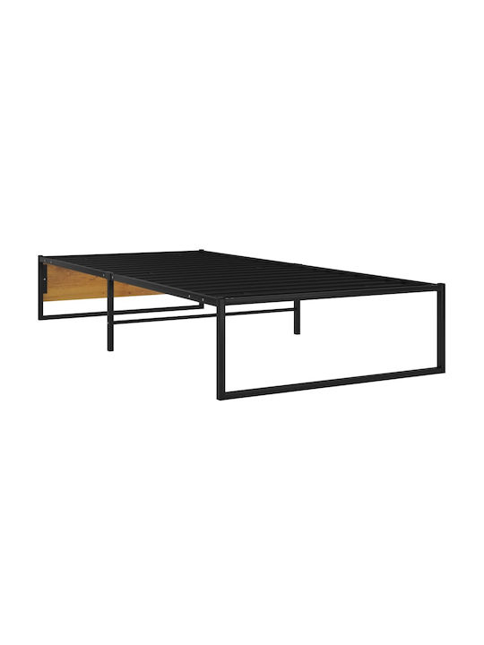 Einzelmetallbett Schwarz mit Lattenrost für Matratze 100x200cm