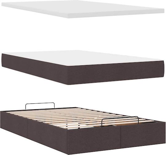 vidaXL King-Size-Bett Mit Stoff Dunkelbraune Mit Lattenrost Und Matratze 190x190cm