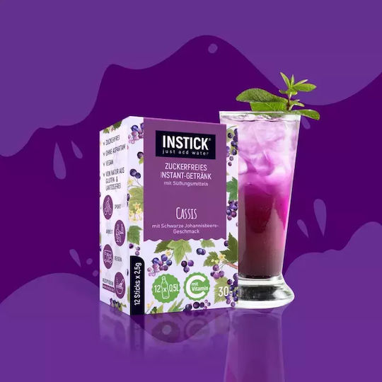 Instick Χυμός σε Σκόνη Blackcurrant Χωρίς Ζάχαρη 30gr 12τμχ