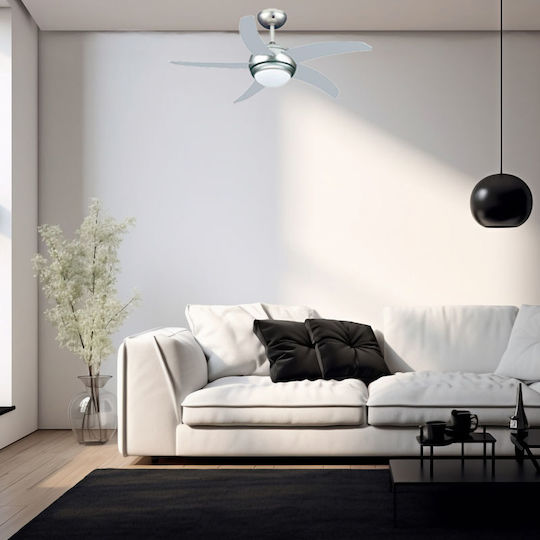 Primo PRCF-80425 Ceiling Fan 110cm with Silver Light Fixture