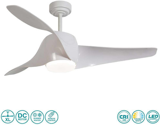 Fos me Ceiling Fan 132.08cm with Light Fixture White
