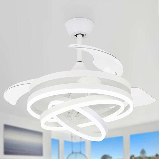 Powertech Deckenventilator 50cm mit Leuchte Transparent / Weiß