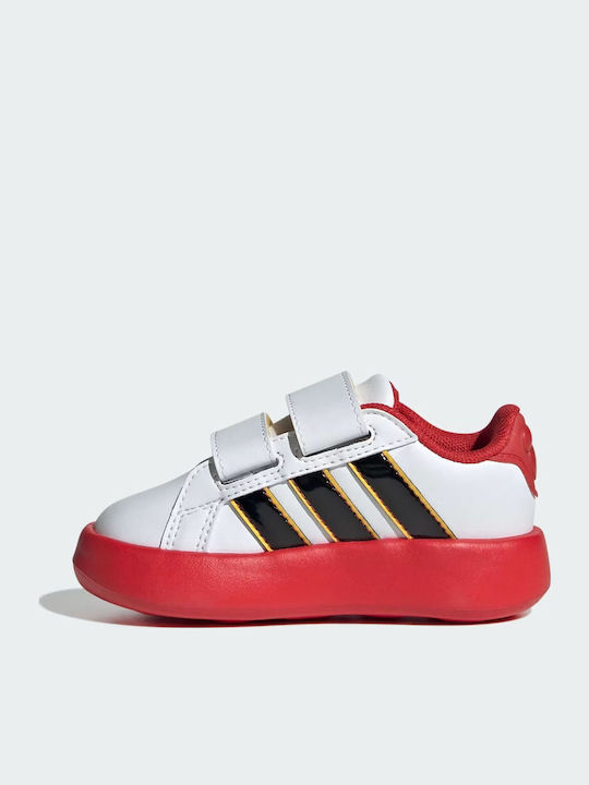Grand Court Mickey Kids Sneakers with Scratch White