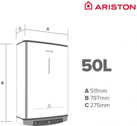 Ariston Θερμοσίφωνας 50lt Glass 1.5kW με Wi-Fi