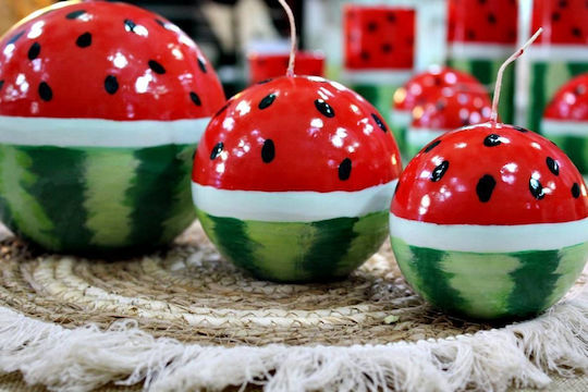 Ръчно Изработена Свещ Топка Watermelon П25 См
