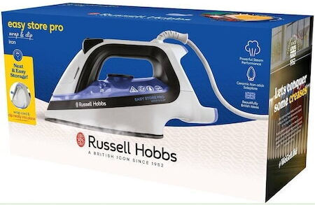 Russell Hobbs Easy Store Pro Wrap Clip Steam Iron 2400W with Ceramic Plate and Continuous Steam Supply 45g/min