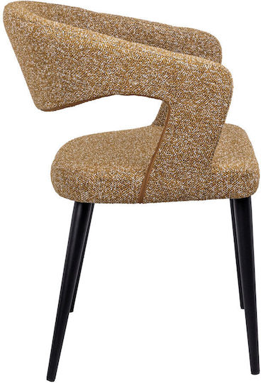 Caprice Dining Room Fabric Chair Mustard, White 53.5x57x80.5cm 2pcs