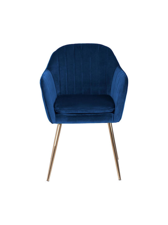 Sawyer Dining Room Velvet Armchair Blue / Gold 55x60x83cm 2pcs