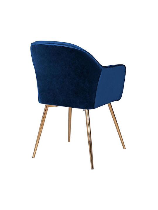 Sawyer Dining Room Velvet Armchair Blue / Gold 55x60x83cm 2pcs