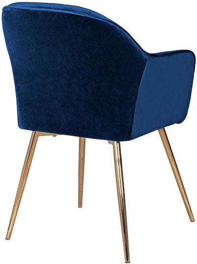 Sawyer Dining Room Velvet Armchair Blue / Gold 55x60x83cm 2pcs