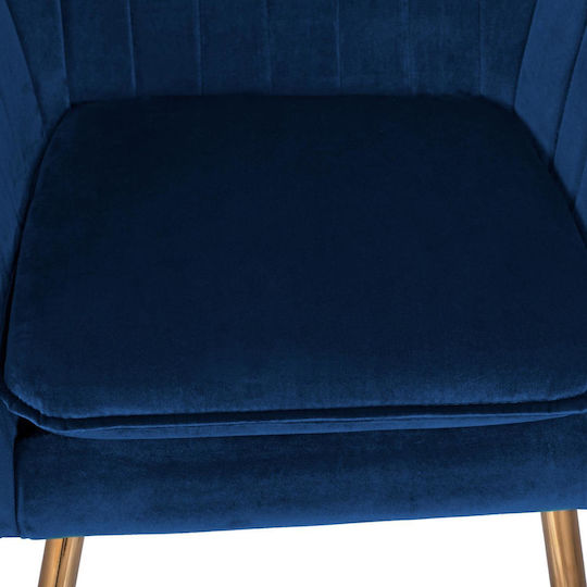 Sawyer Dining Room Velvet Armchair Blue / Gold 55x60x83cm 2pcs