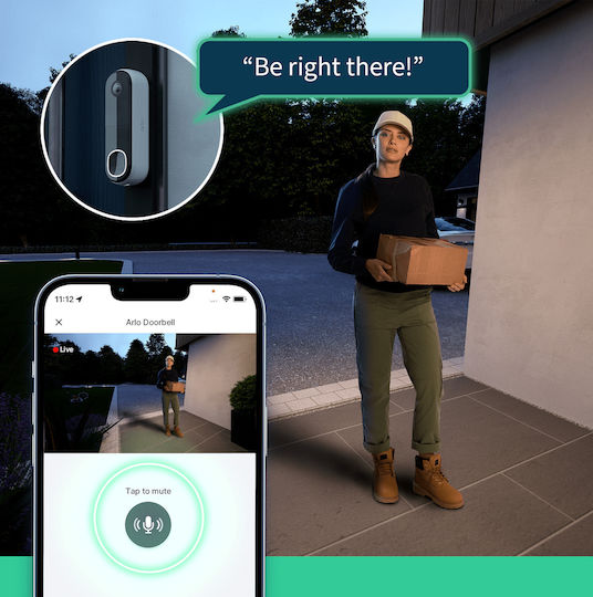 Arlo Ασύρματο Κουδούνι Πόρτας Wi-Fi Λευκό