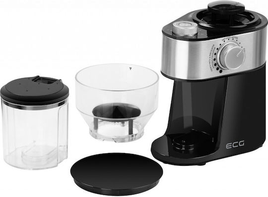 ECG KM 1412 Electric Coffee Grinder 200W for 240gr Beans and 18 Grind Levels Black