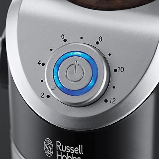 Russell Hobbs Classics Elektrischer Kaffeemühle 140W mit einer Kapazität von 100gr und 12 Mahlstufen Schwarz