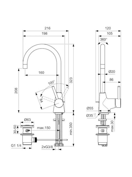 Ideal Standard Ceraline Mixing Tall Sink Faucet Silver