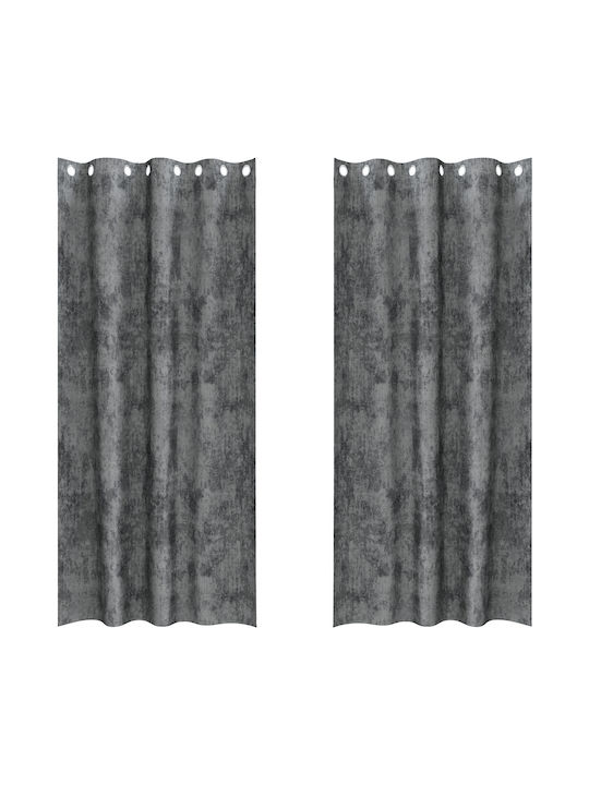 vidaXL Set Window Curtains With Gray Grommets 140x245cm