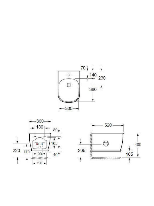 Karag Genesis Μπιντέ Κρεμαστό 33x52cm