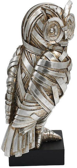 Figurină Decorativă de Masă Fylliana Fl25090 Bufniță Culoare Argintiu-Negru 9.5x9.5x22.5cm