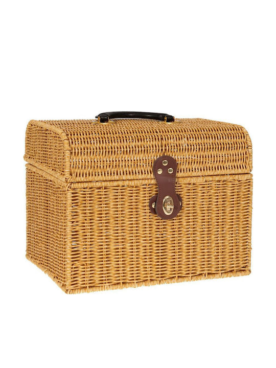 Iliadis Dekorative Körbe Rattan mit Griffen Beiges 35x26x26cm