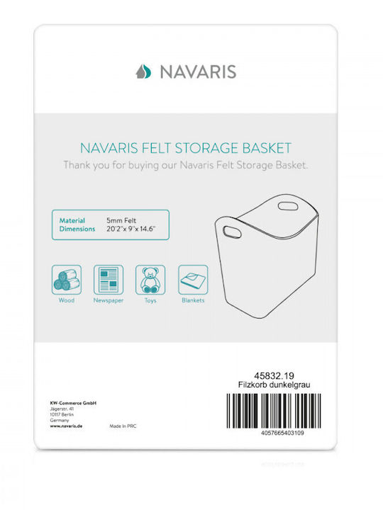 Navaris Stoff Tasche Holzlagerung 40x23x39.5cm