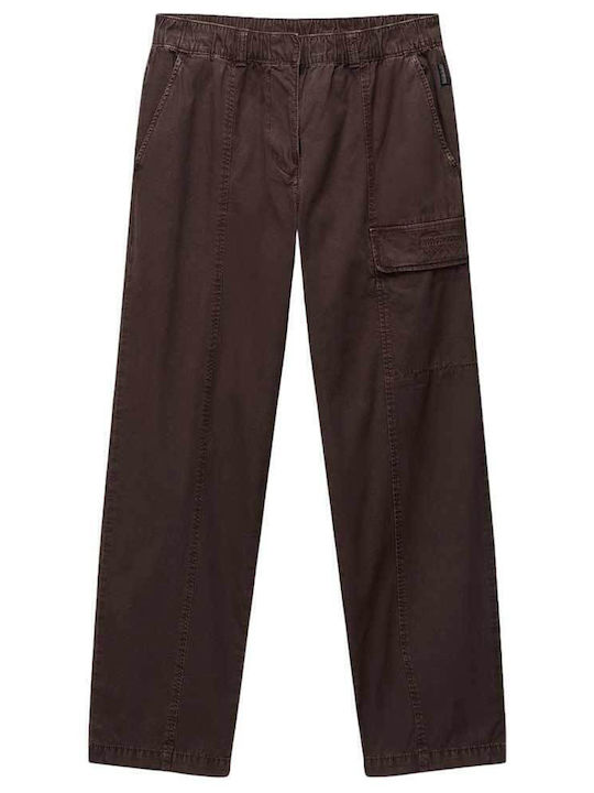 Women's Fabric Cargo Trousers Brown