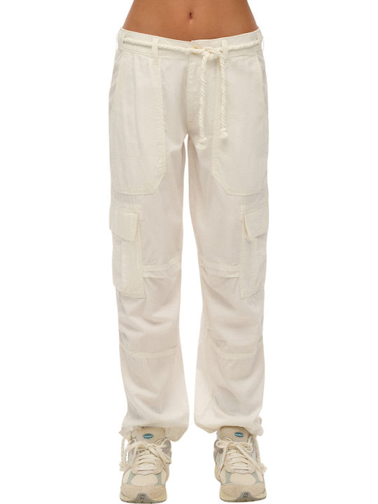 Women's Fabric Cargo Trousers Grey