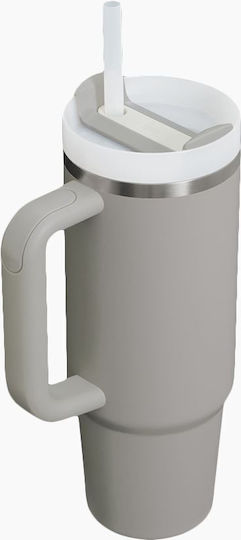 Stanley Quencher H2.0 FlowState Handled Tumbler Thermos Stainless Steel BPA Free 890ml Gray with Straw and Handle