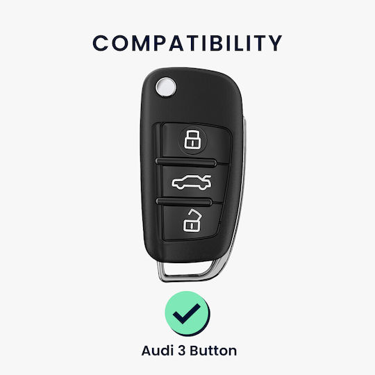 Car Key Case Audi 3 Buttons Kwmobile Black Silver Silicone 57050.04