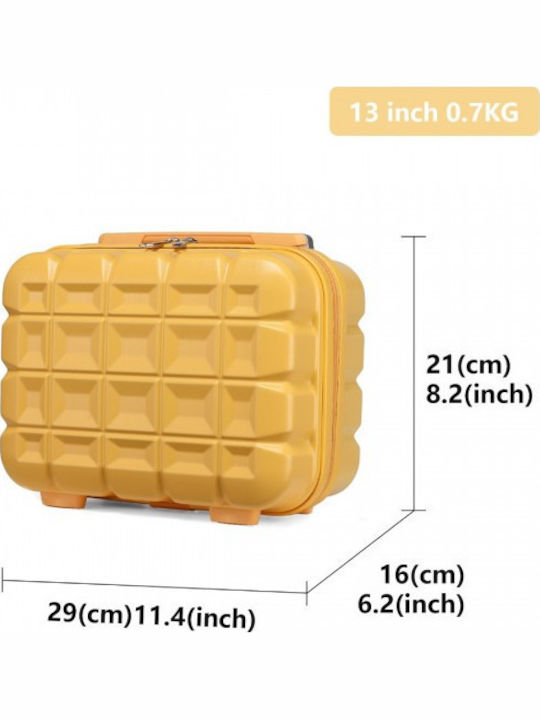 Miss Lulu Lightweight Hard Shell Abs Vanity Case Yellow 24.5 Cm 30.5 Cm 15 Cm