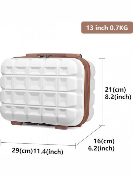 Miss Lulu Lightweight Hard Shell Abs Vanity Case White 24.5 Cm 30.5 Cm 15 Cm