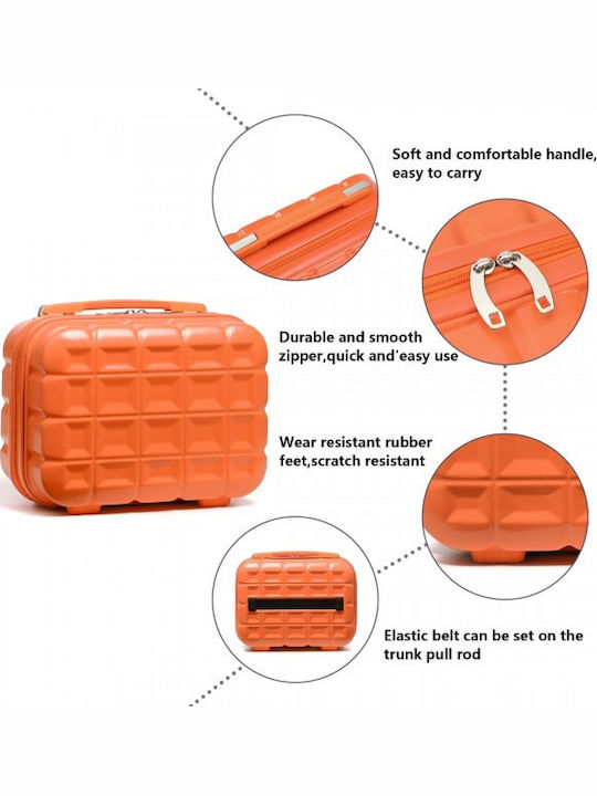 Miss Lulu Lightweight Hard Shell Abs Vanity Case Orange 24.5 Cm 30.5 Cm 15 Cm