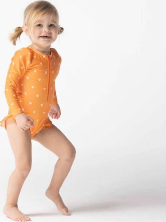 Swim Essentials One-Piece Swimsuit Upf50+ Long Sleeves Orange Hearts Swim Essentials One-Piece Swimsuit Upf50+ Long Sleeves Orange Hearts