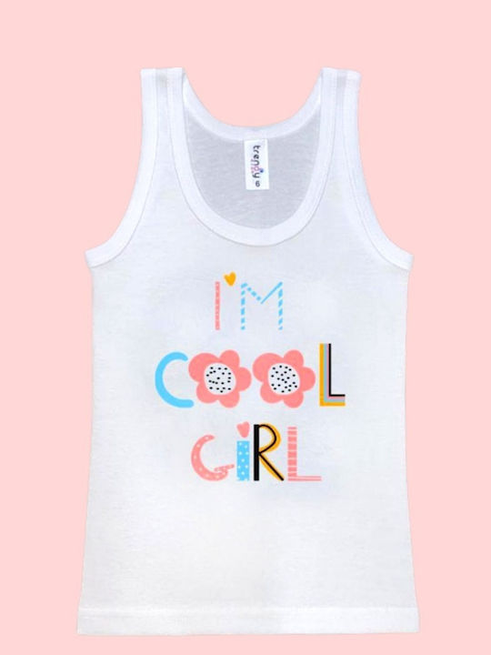 Lenjerie Pentru Copii Cămăși De Corp Trendy Double Fete Bumbac 2 Bucăți Albe