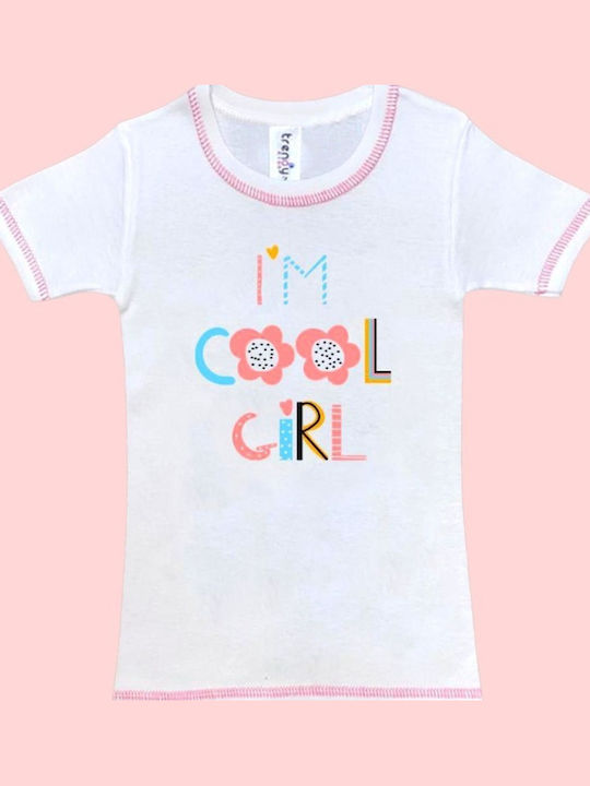 Lenjerie Pentru Copii Cămăși De Corp Mâneca Scurtă Trendy Double Fete Bumbac 2 Bucăți Albe