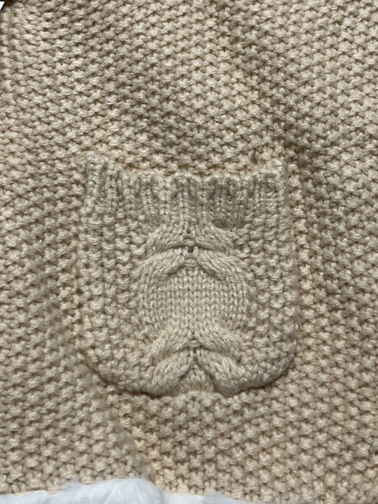 Goodnight Kids Cardigan Knitted with Hood BEIGE