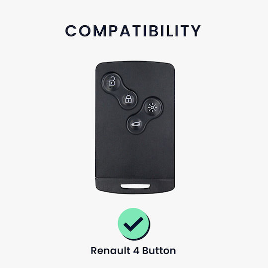 Car Key Case Renault 4 Buttons Keyless Go Kwmobile Silicone Black White 54808.02