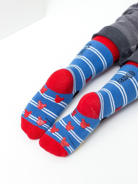 Șosete Pentru Copii Antiderapant Băiat Disney Happy Mickey Bumbac 3 Pachete Multicolor