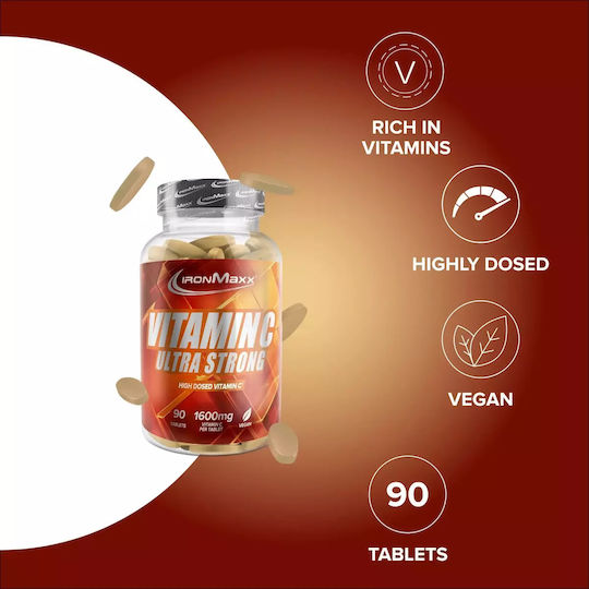 IronMaxx Vitamin C Ultra Strong Vitamin for Immune System Boost, the Skin & Antioxidant Action 1600mg 90 caps