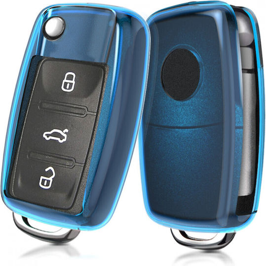 Car Key Cover Case VW Skoda Seat Silicone Blue