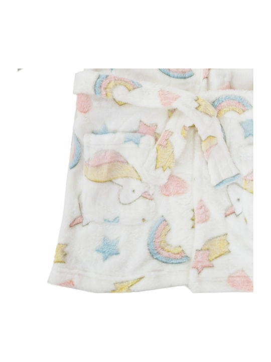 Bonito Kids' Robe Winter Fleece White Lovely Unicorn