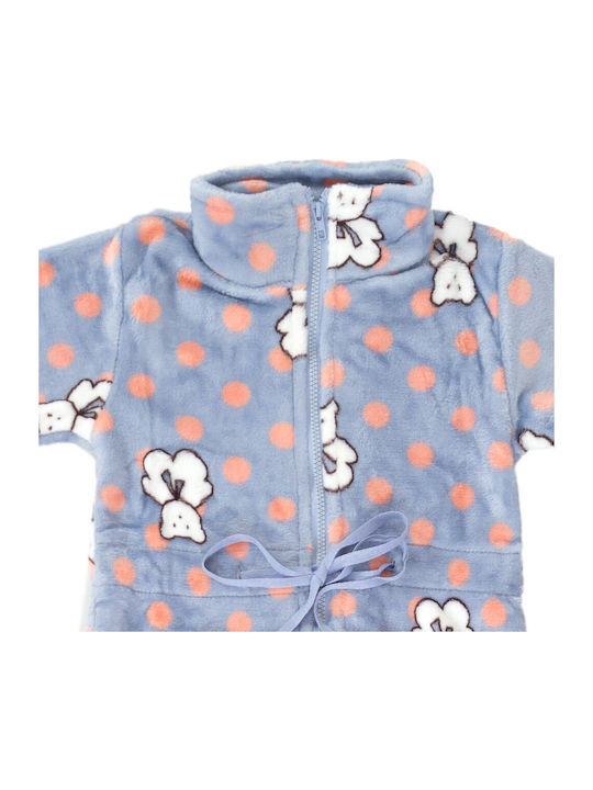Bonito Kids' Robe Winter Fleece Light Blue Teddy Bear