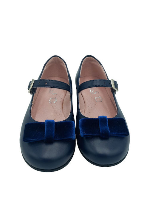 Rshoes Kids Ballerinas with Adjustable Metal Clasp Navy Blue