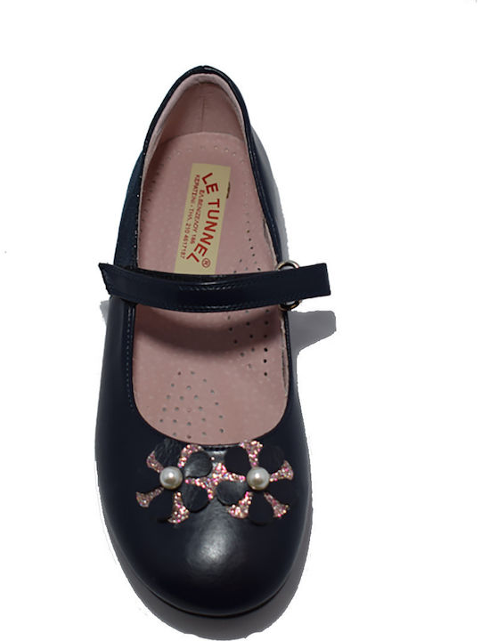 Rshoes Kids Anatomic Leather Ballerinas with Hoop & Loop Closure Navy Blue