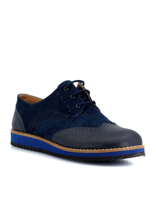 Papistas Kids Girls Moccasins with Laces Blue