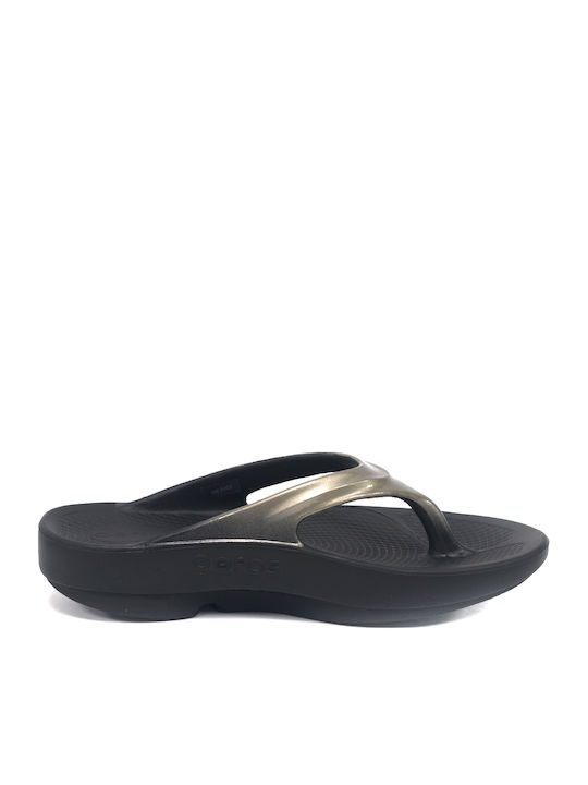 Oofos Oolala Recovery Flip Flops 1400 Latte Black Other Materials