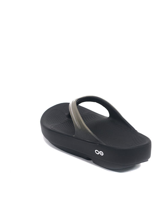 Oofos Oolala Recovery Flip Flops 1400 Latte Black Other Materials