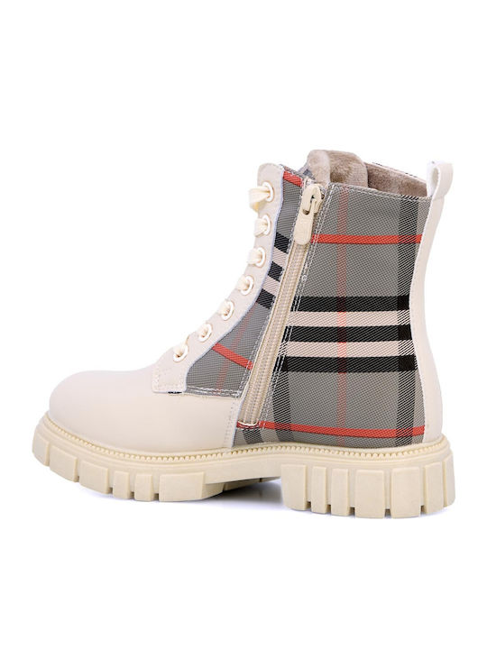Weestep Kids Boots Girl Casual Extra Light Soft Anatomic Beige Gray Leather Eco-Friendly Fiber