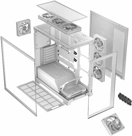 Modecom Volcano Stellar ARGB 8F Gaming Midi Tower Κουτί Υπολογιστή με Πλαϊνό Παράθυρο Λευκό
