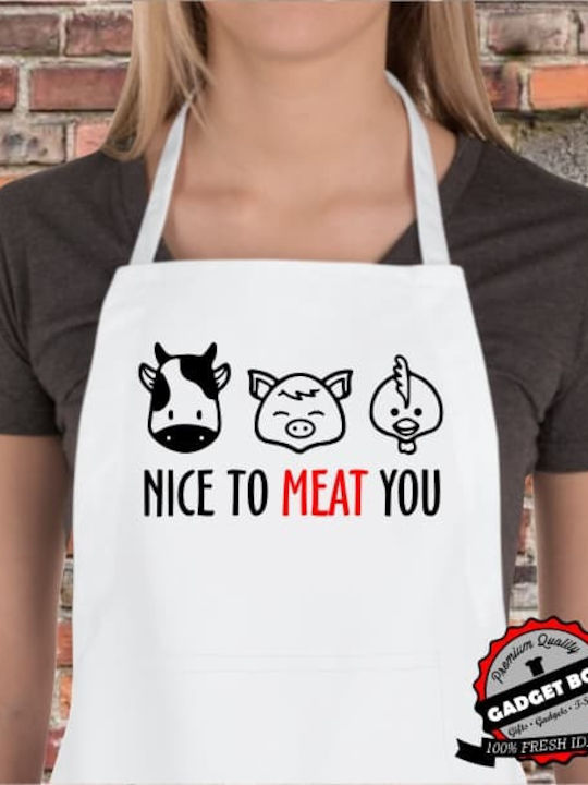 Küchen-Schürze Nice To Meat You Weiß